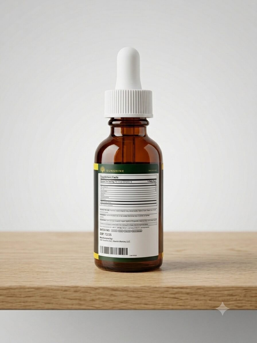 Sunshine CBD tincture Supplement Facts label